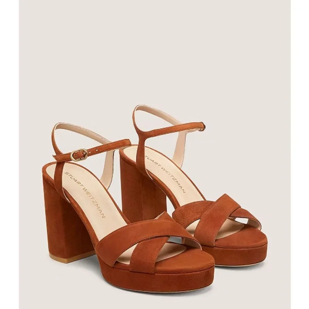 Stuart Weitzman Brown Suede Dayna Platform Sandal